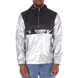 Men's the very warm Black and Silver Windbreaker Jacket